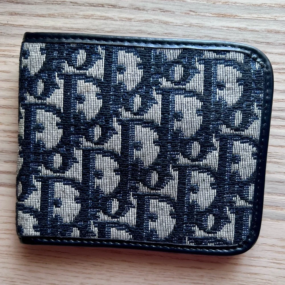 Vintage Christian Dior Trotter Bifold Wallet Navy Blue